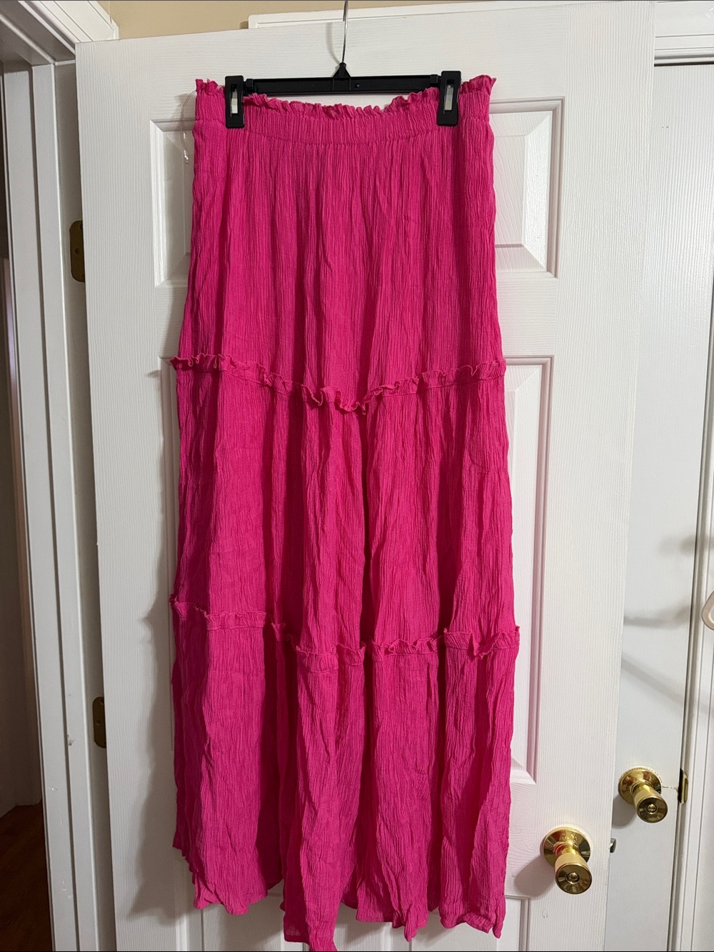 &merci Women's Pink Tiered Ruffle Elastic Waist Maxi Skirt Size Medium